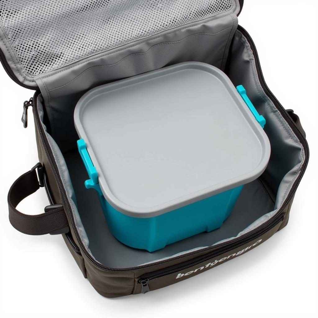 Bentgo lunch box inside an insulated bag with a hot water bottle