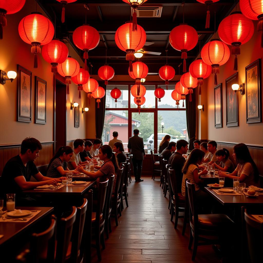 A vibrant and inviting interior of a popular Chinese restaurant in Galloway, NJ, showcasing traditional decor and bustling atmosphere.