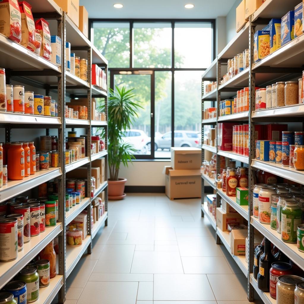 Bethlehem Food Pantry Interior and Food Shelves