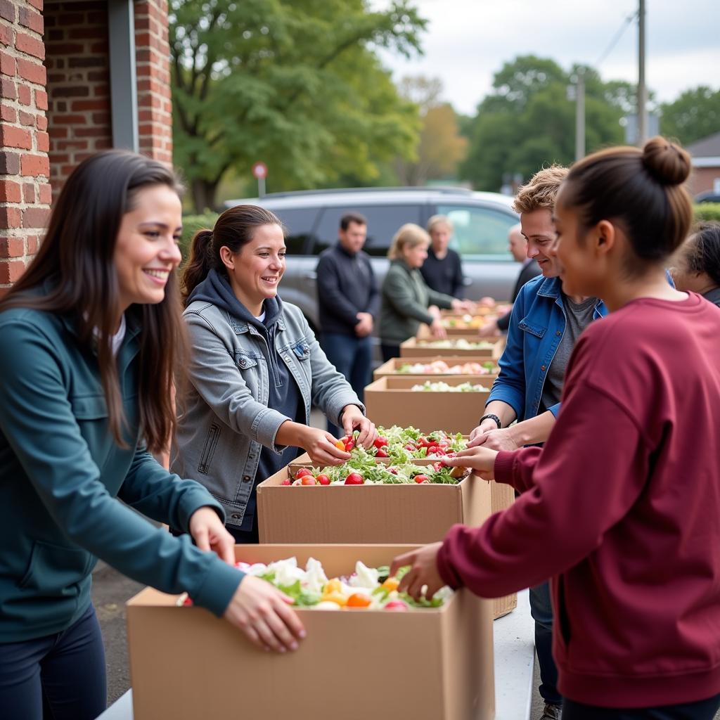 Volunteers at a Big Miller Grove Food Distribution Event