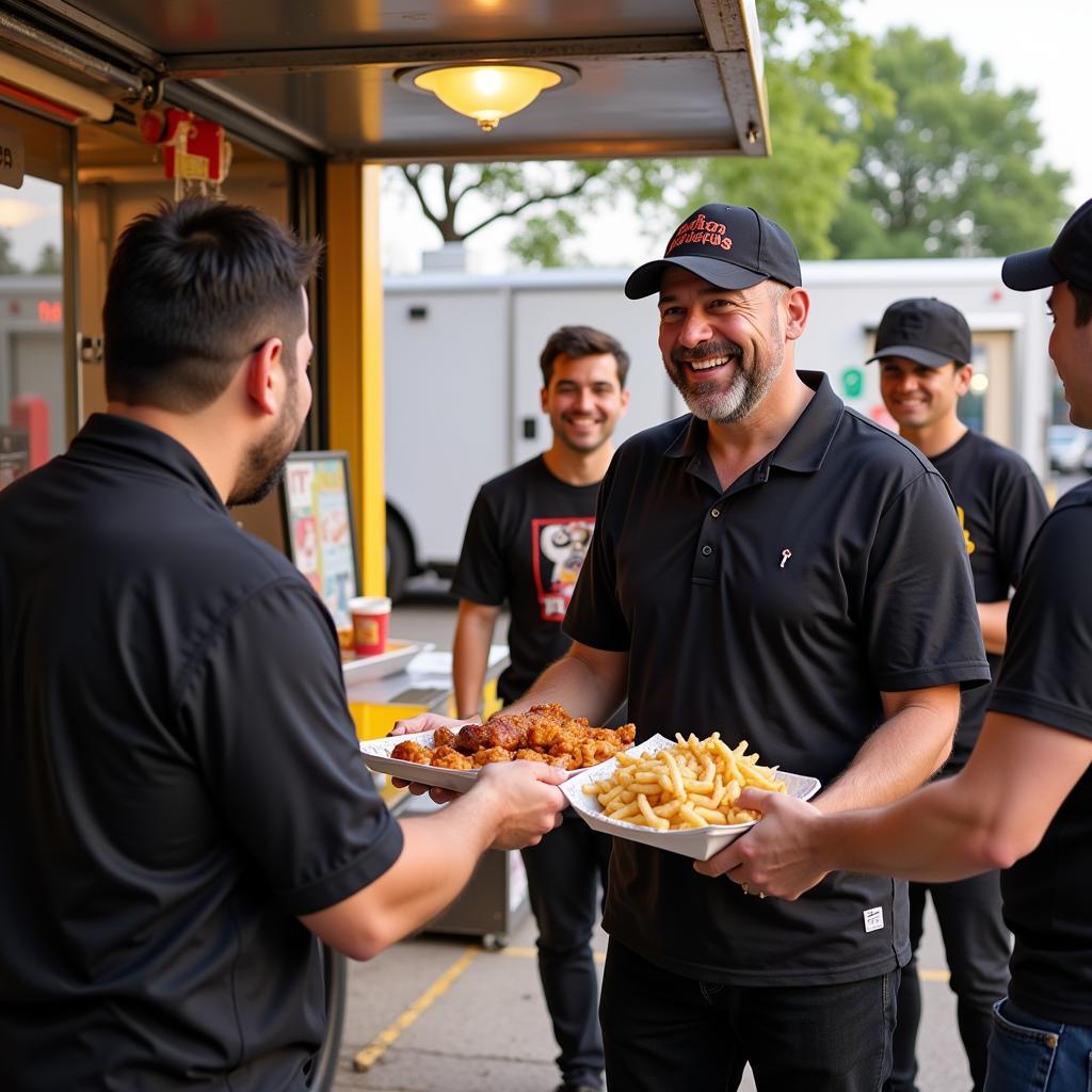 Big Poppas Food Truck Owner Interacting with Happy Customers