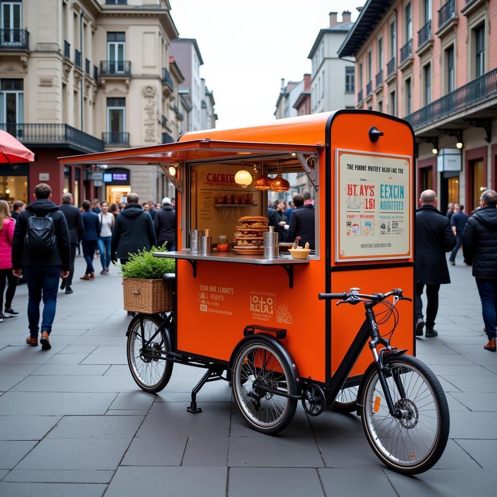 Bike Food Cart in Urban Setting