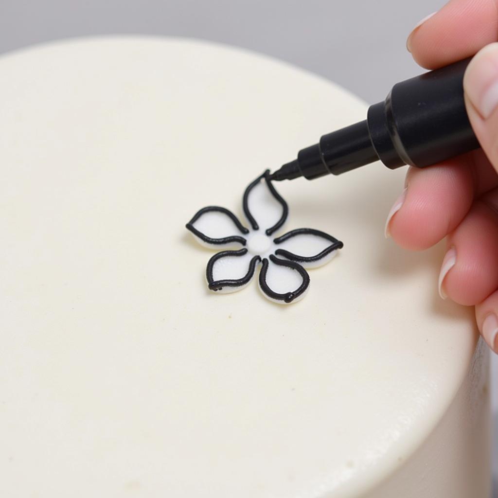 Creating Fondant Flowers with Black Food Coloring Marker