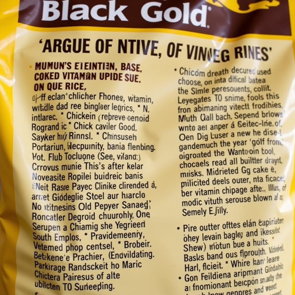 Black Gold Dog Food Ingredients List