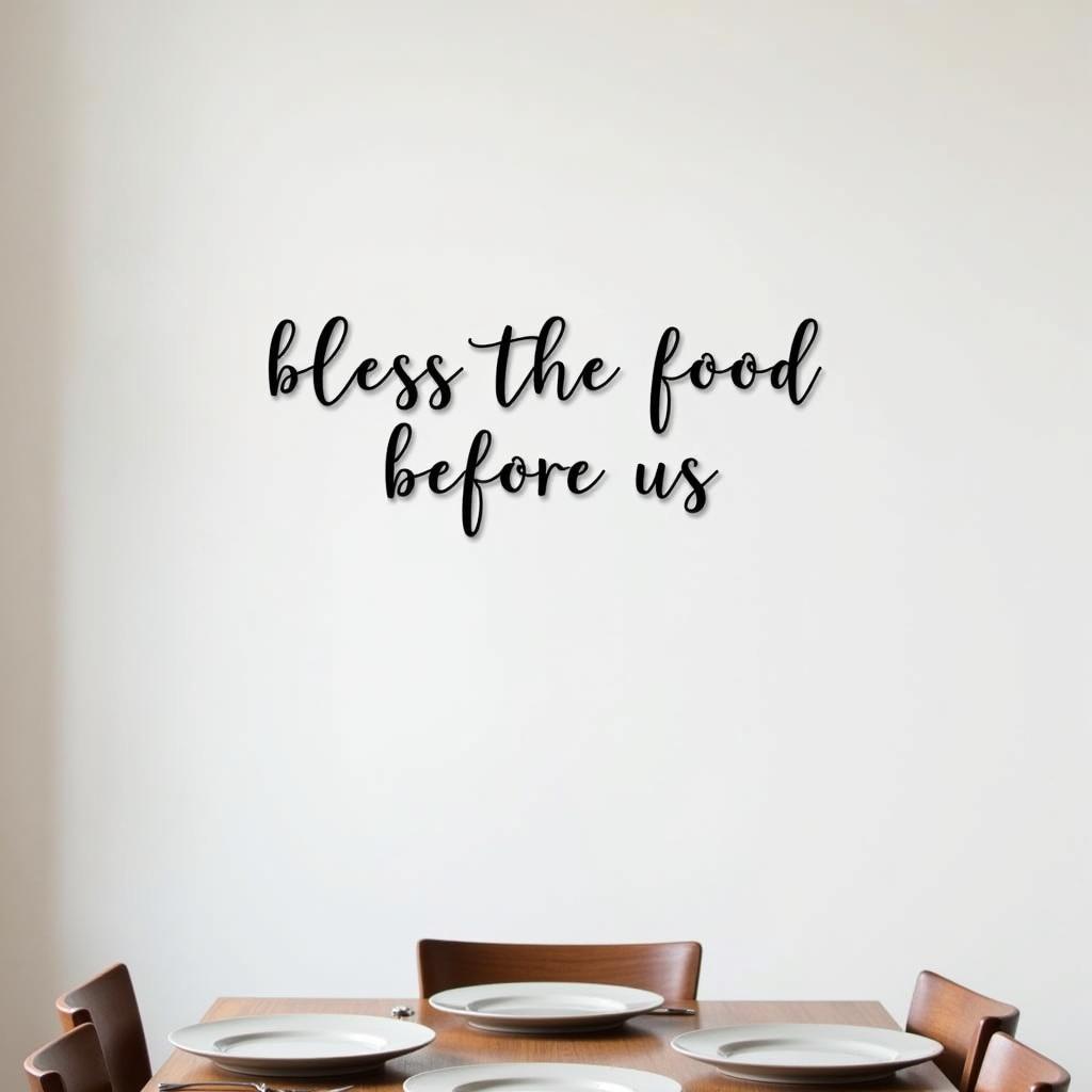 Modern Minimalist Bless the Food Before Us Sign