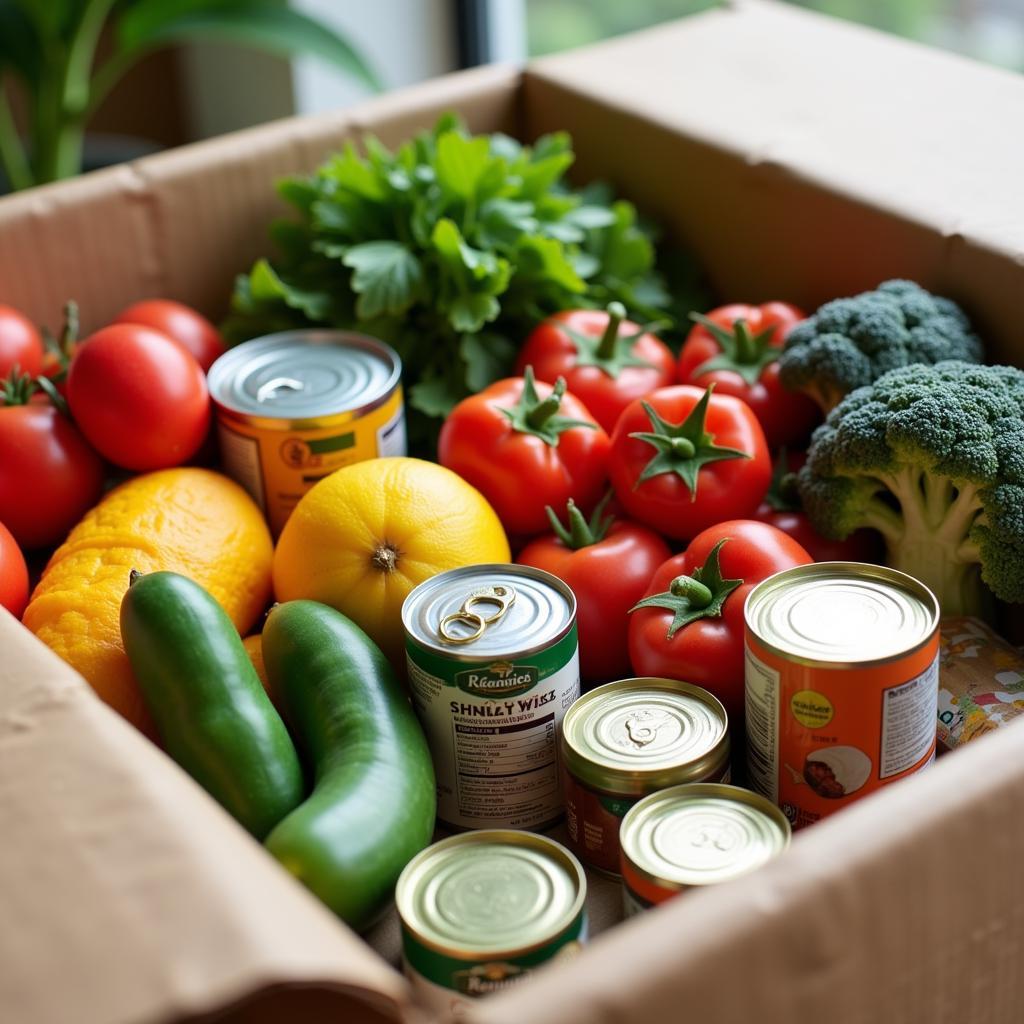 Groceries provided by the Blessed Sacrament Church food distribution center