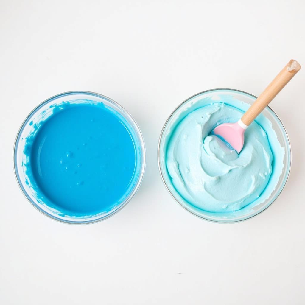 Using blue gel food dye in batter and frosting