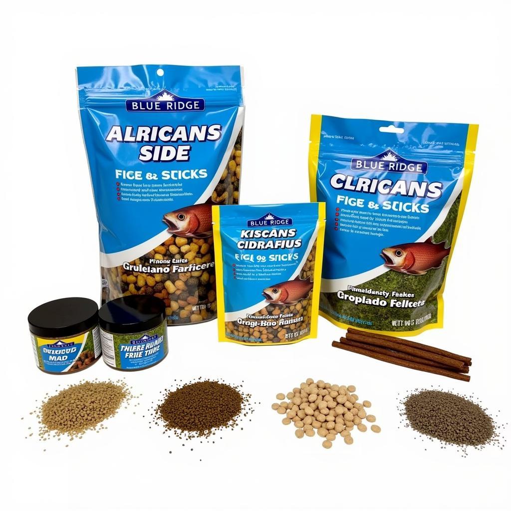 Different types of Blue Ridge fish food available