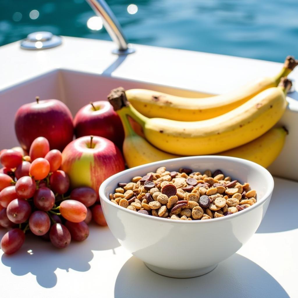 Fresh fruit and trail mix make ideal boat snacks.