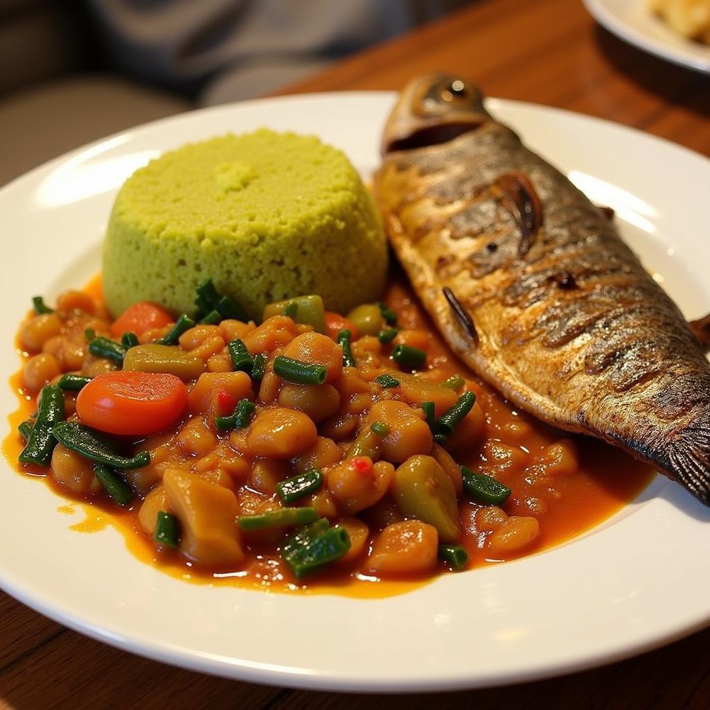 Bobolo Serving Suggestions with Ndongue and Grilled Fish