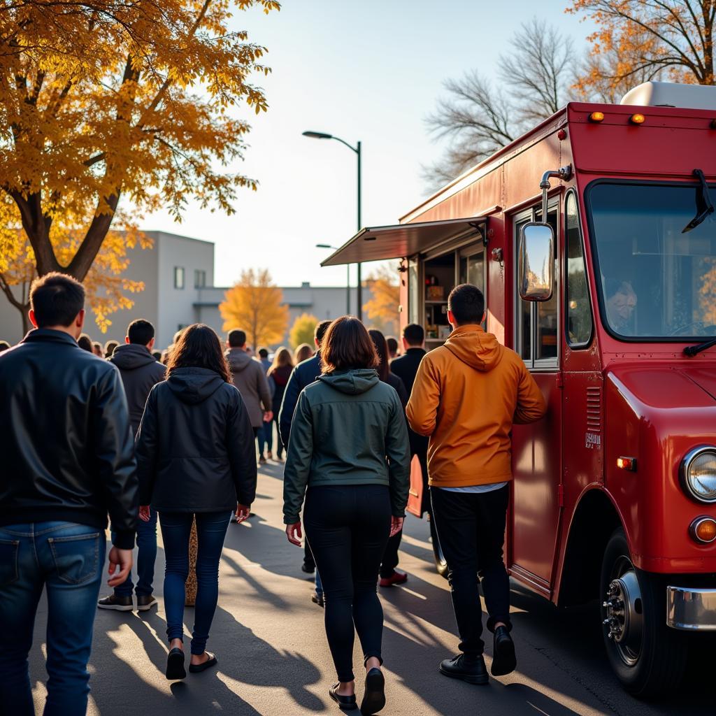 Serving customers at a bustling Boise food truck