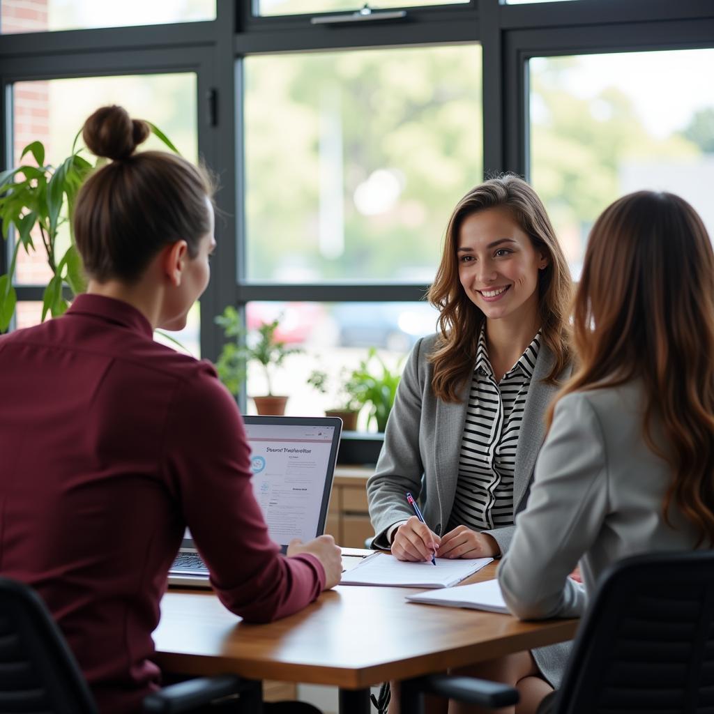 Discussing food truck financing options with a loan officer