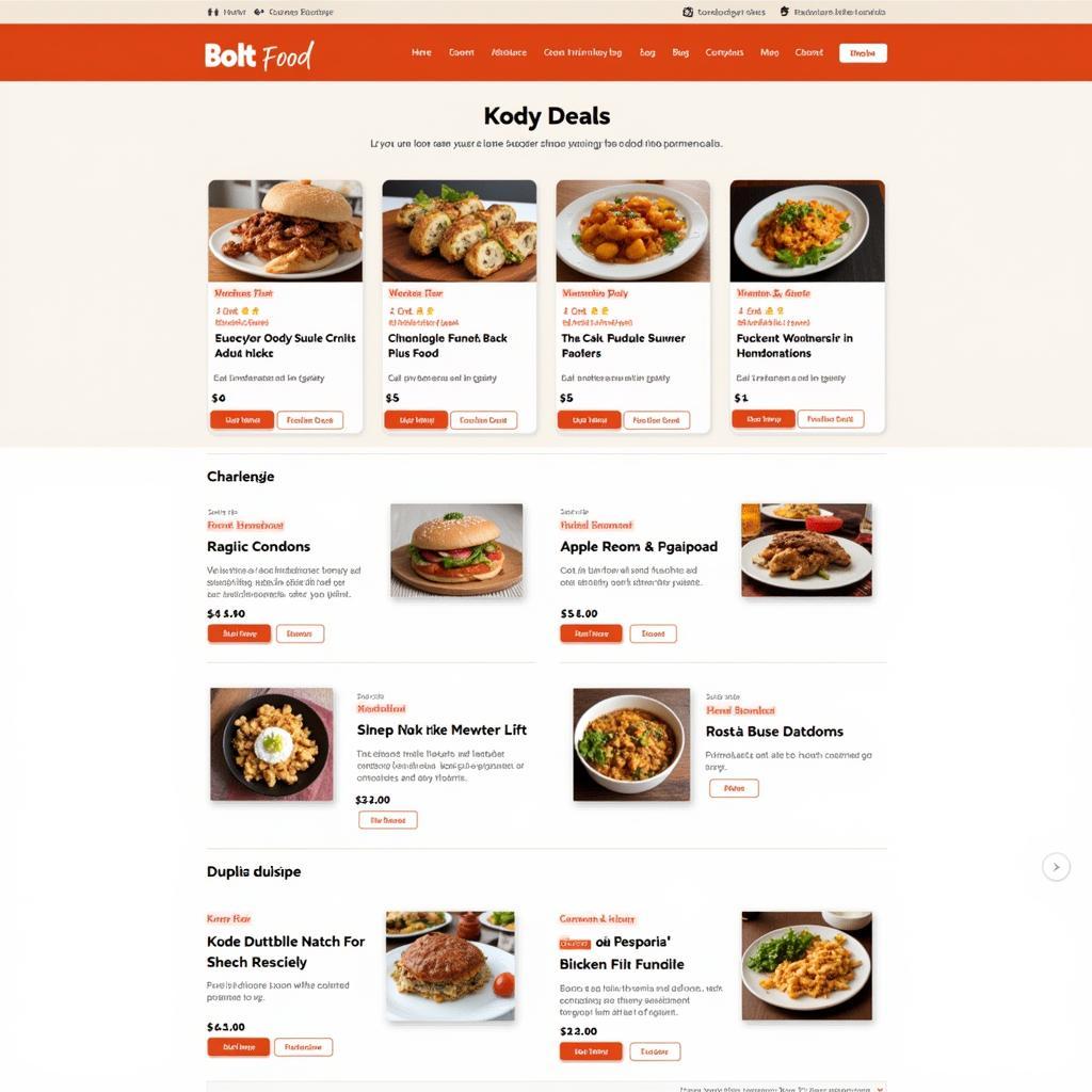 Bolt Food Website Displaying Kody Deals