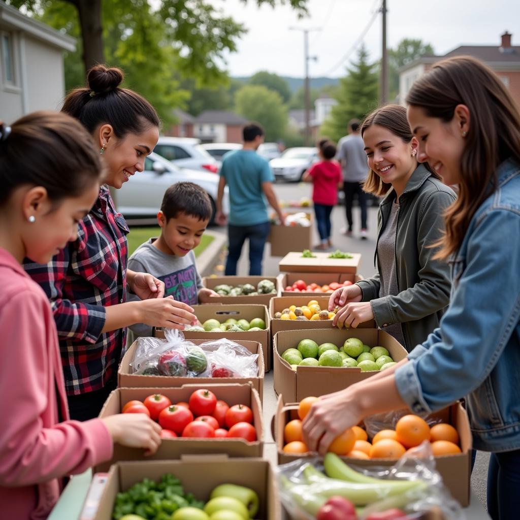 Families receiving food assistance at a Bourne food pantry.