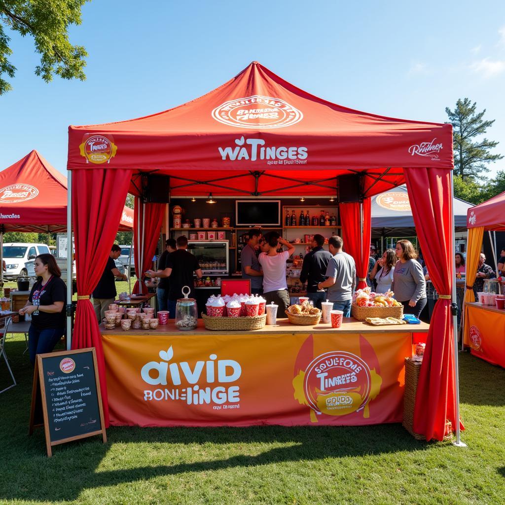 Branded Food Vendor Tent with Eye-Catching Signage and Themed Decor