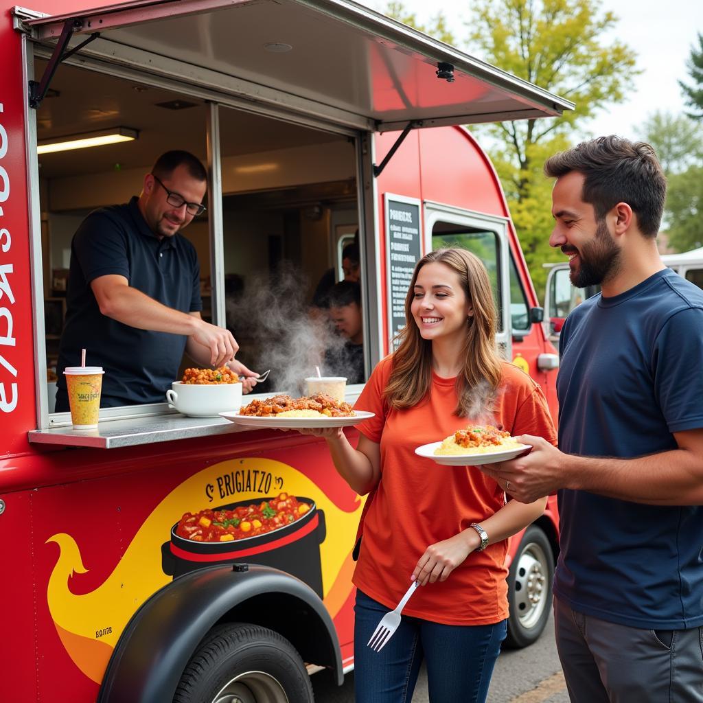 Brasato food truck serving a customer