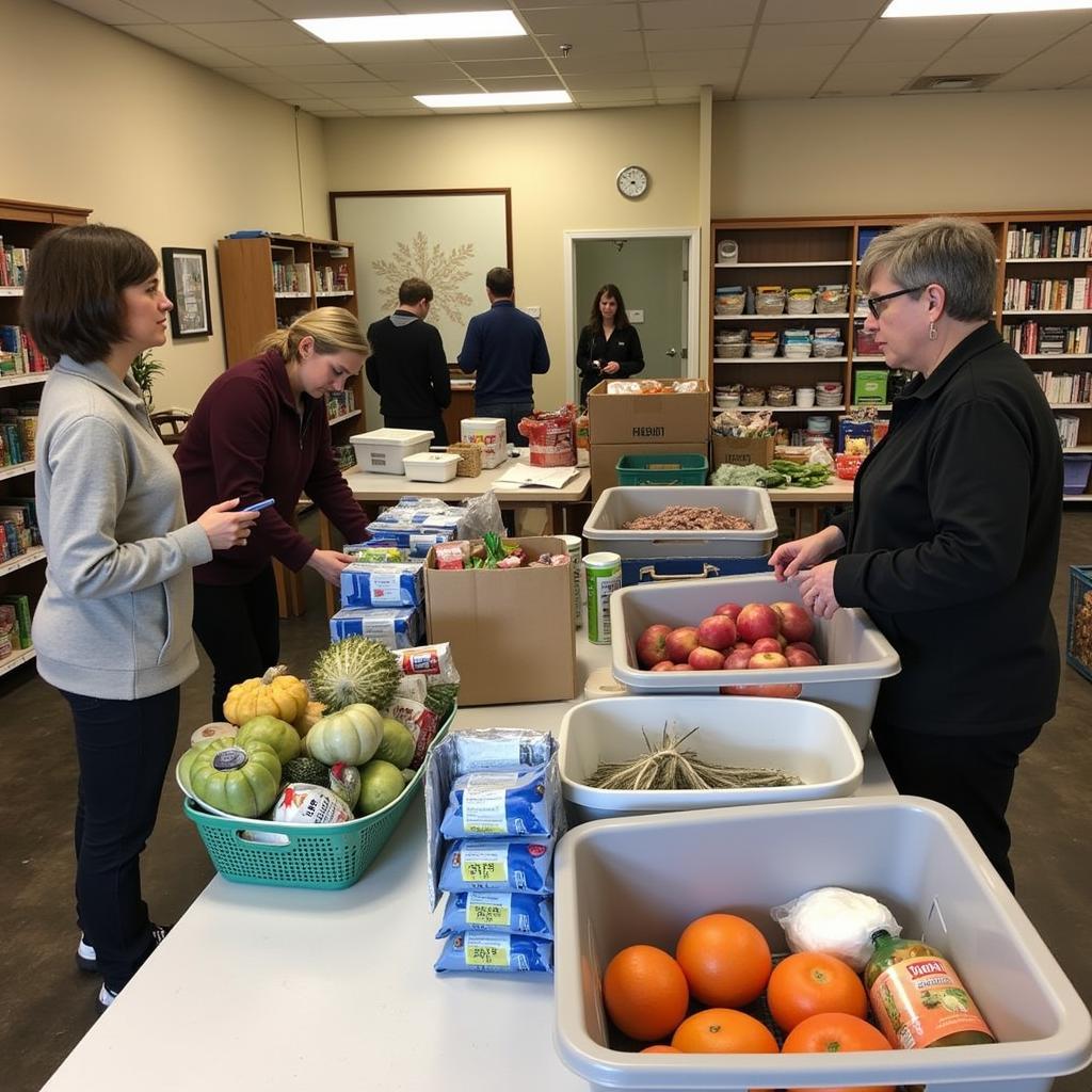 Client Choosing Groceries at the Brewster Food Pantry