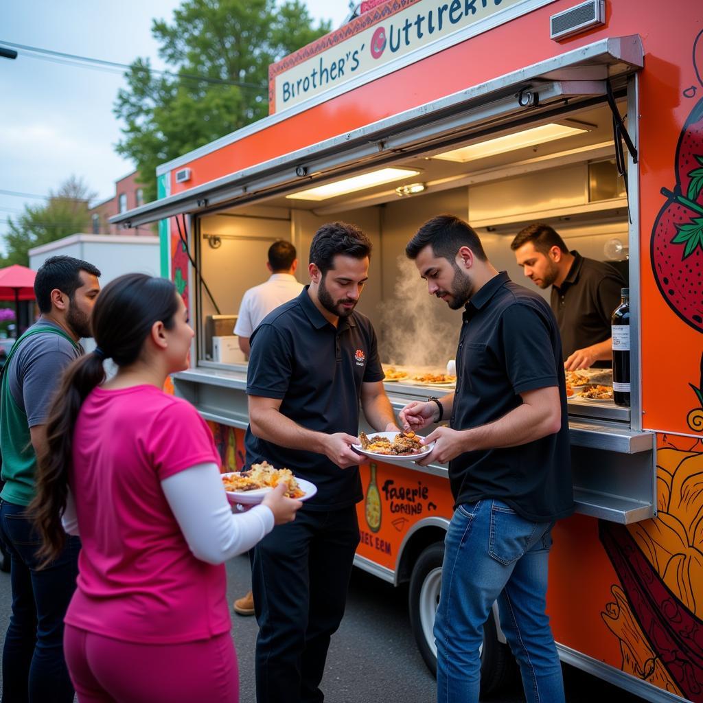 Brothers Gutierrez Food Truck Serving Customers at a Local Event