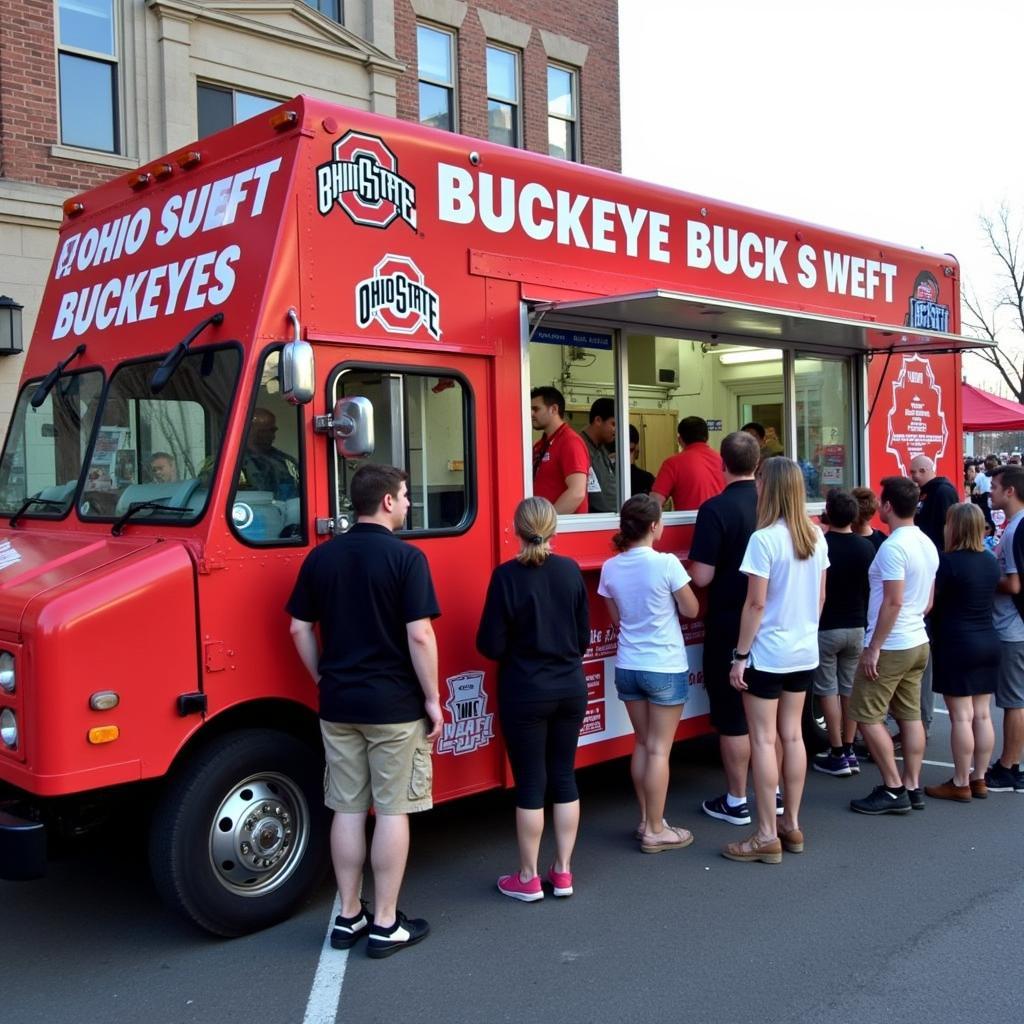 Buckeye Burgers food truck serving customers at a local event