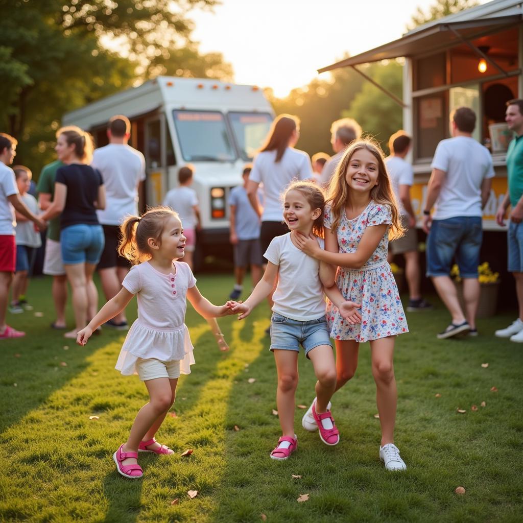 Families enjoying the Bucks County Food Truck Festival