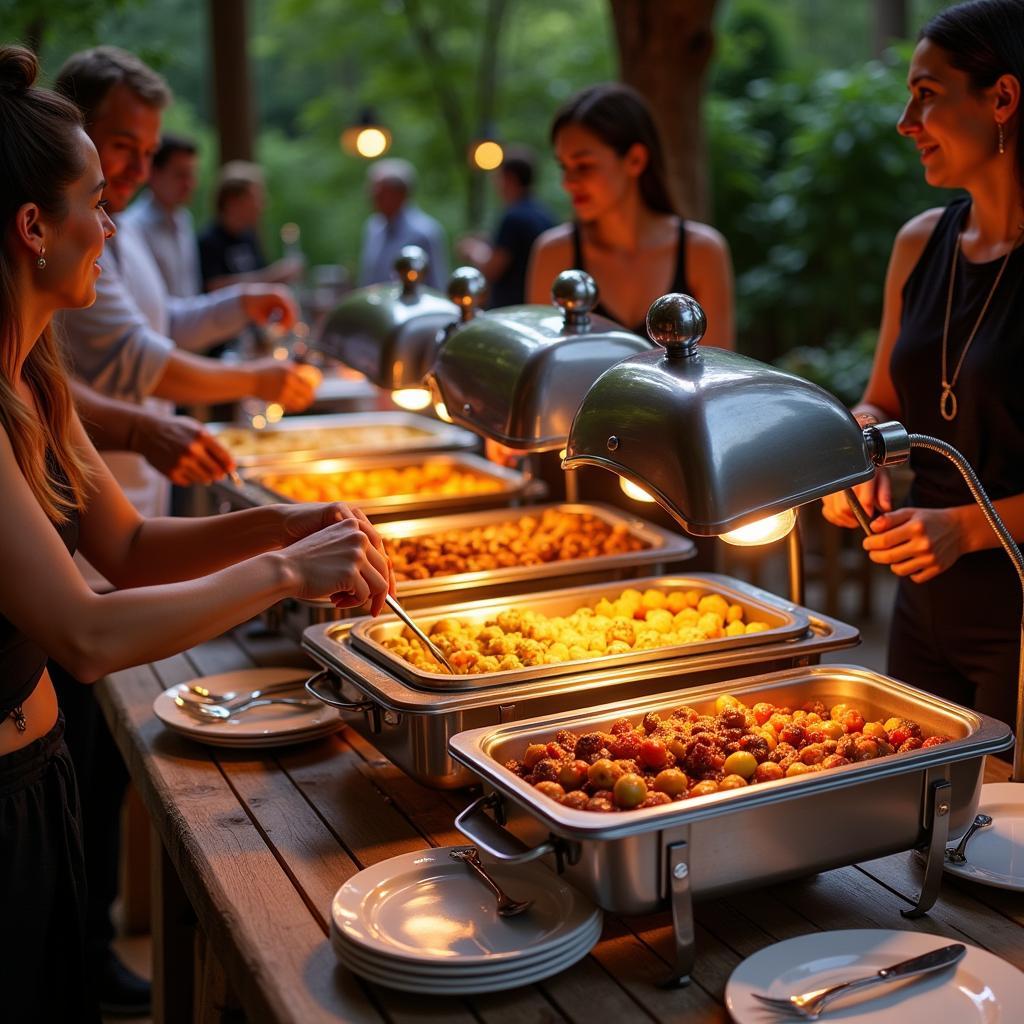 Buffet-Style Outdoor Food Warmer with Chafing Dishes