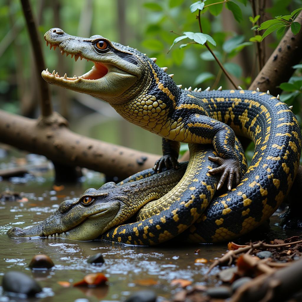 Burmese Python vs. Alligator Struggle in Everglades