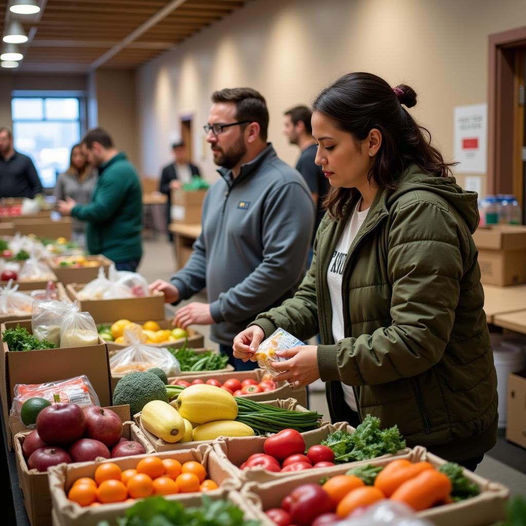 Client Choosing Groceries at Butner NC Food Pantry