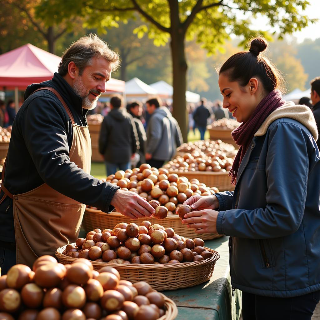 Buying Chestnuts at a Farmers Market