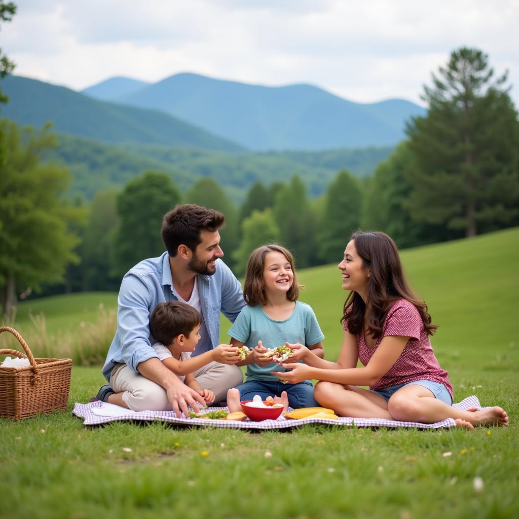 Family enjoying a Cades Cove picnic