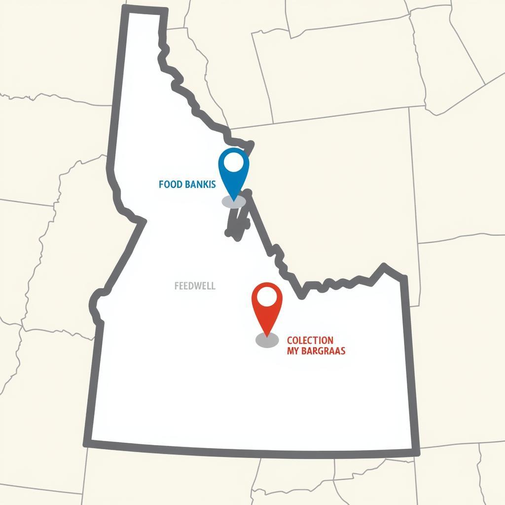 Map of Caldwell, Idaho highlighting food bank locations