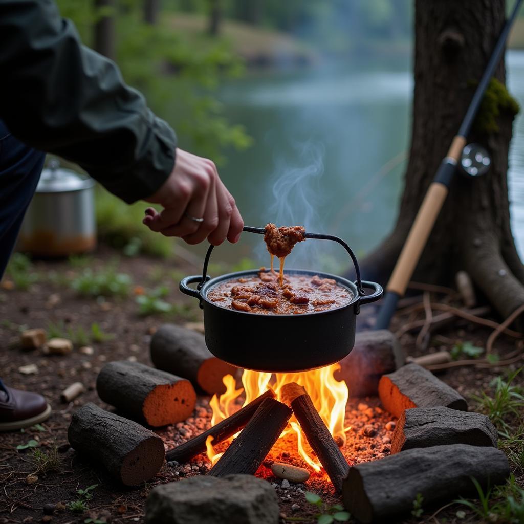 Campfire Cooking on a Fishing Trip