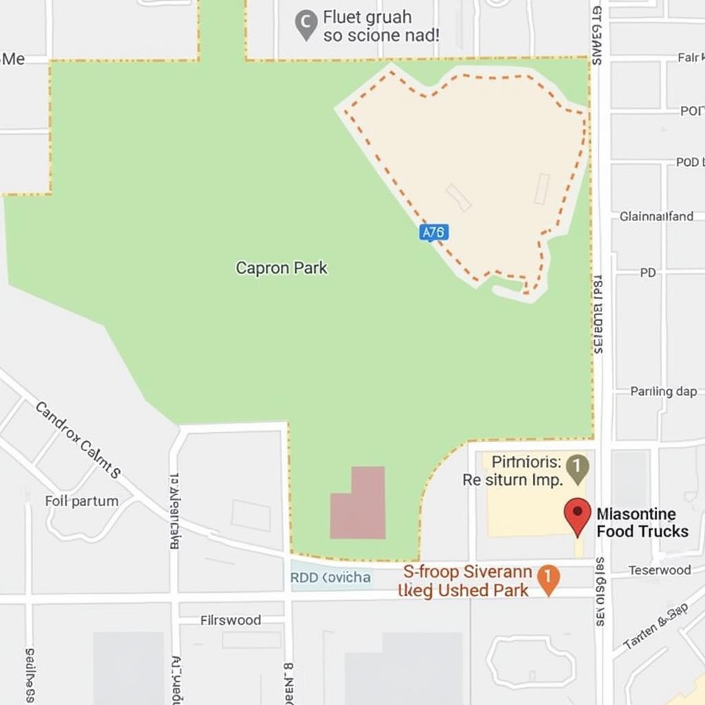 Capron Park Food Truck Location - Map showing the designated food truck area in Capron Park.