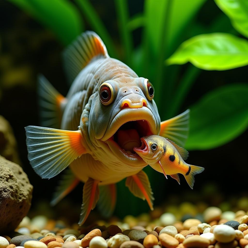 Carnivore Fish Eating a Smaller Fish