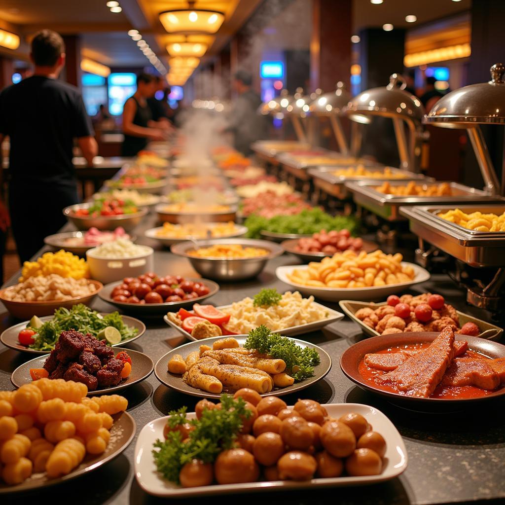 A vibrant spread of dishes at a casino buffet