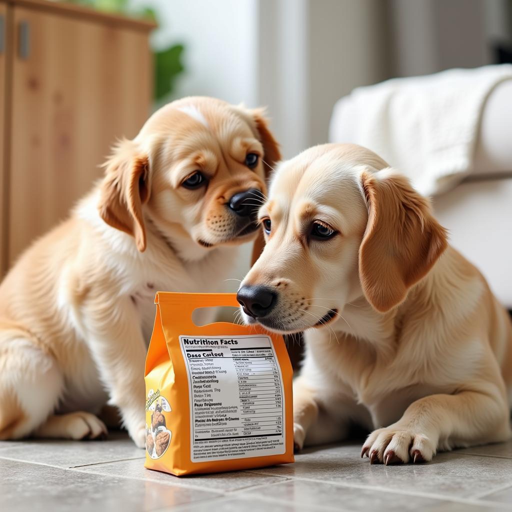 Cat and Dog Reading Pet Food Label Together