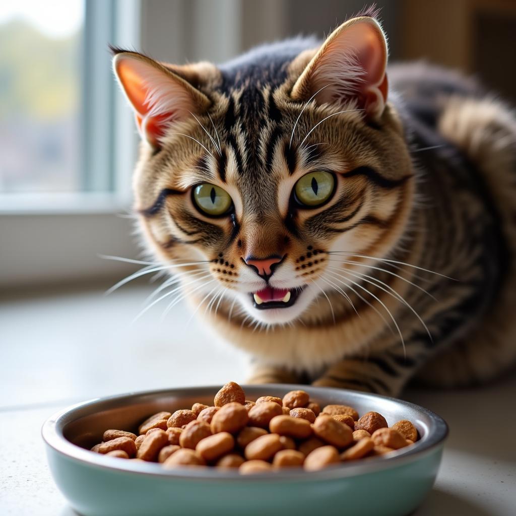 A Cat Enjoying Diamond Care Urinary Food