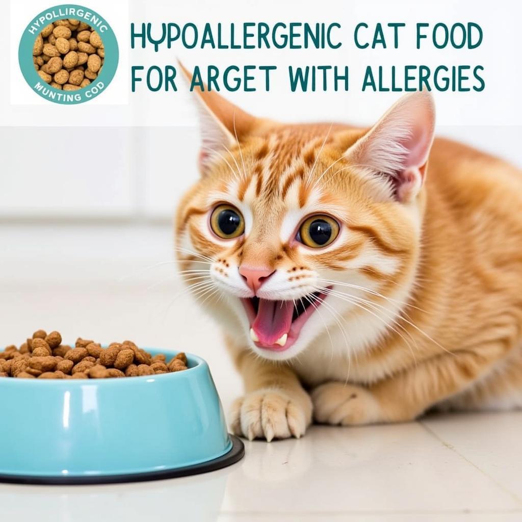 A cat enjoying a bowl of hypoallergenic cat food