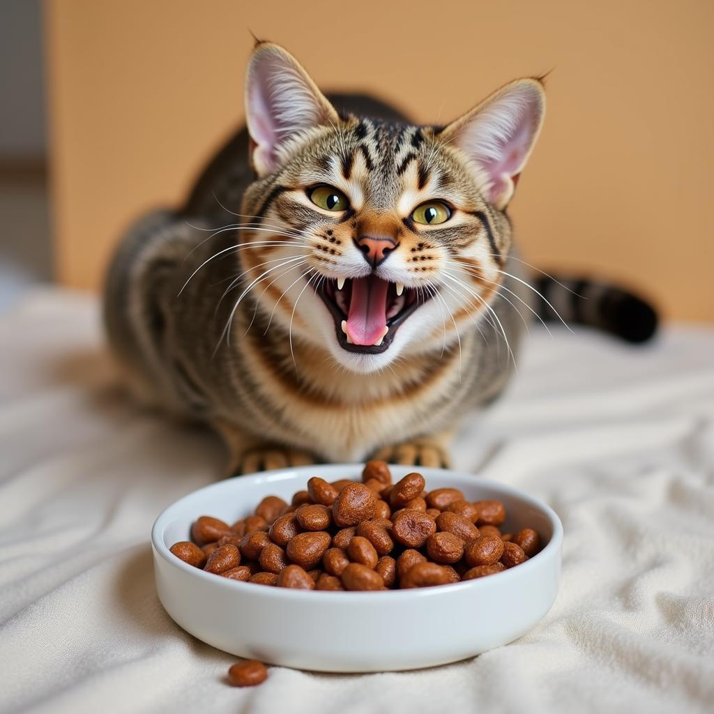 Cat Enjoying Lamb Canned Food