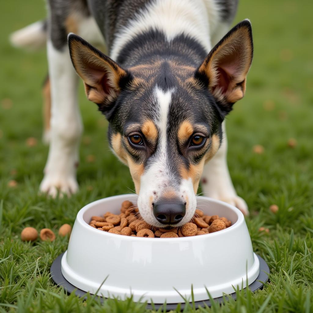 Australian Cattle Dog Enjoying a Meal