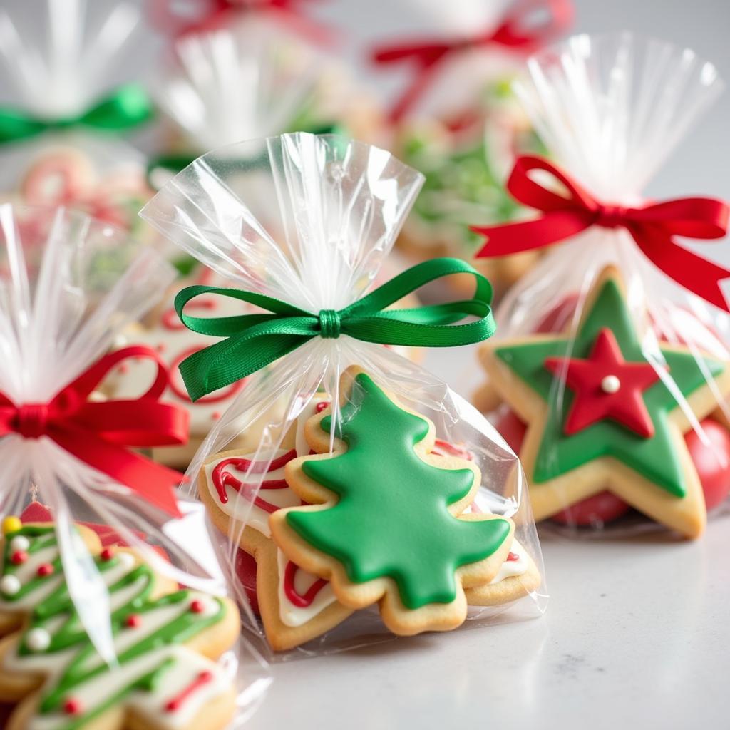 Christmas Cookies in Cellophane Gift Bags