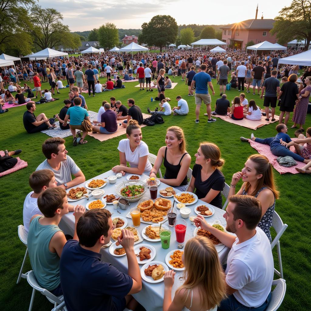 People Enjoying Food at a Celtic Fest