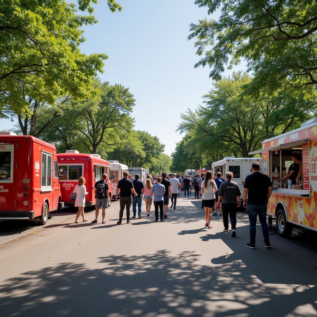 Food Trucks at Centennial Park Offering Diverse Cuisines