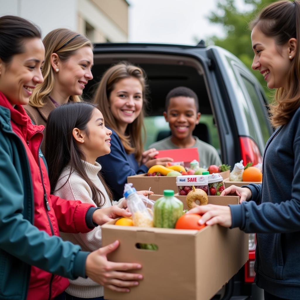 Recipients at the Central Christian Church Food Distribution Center