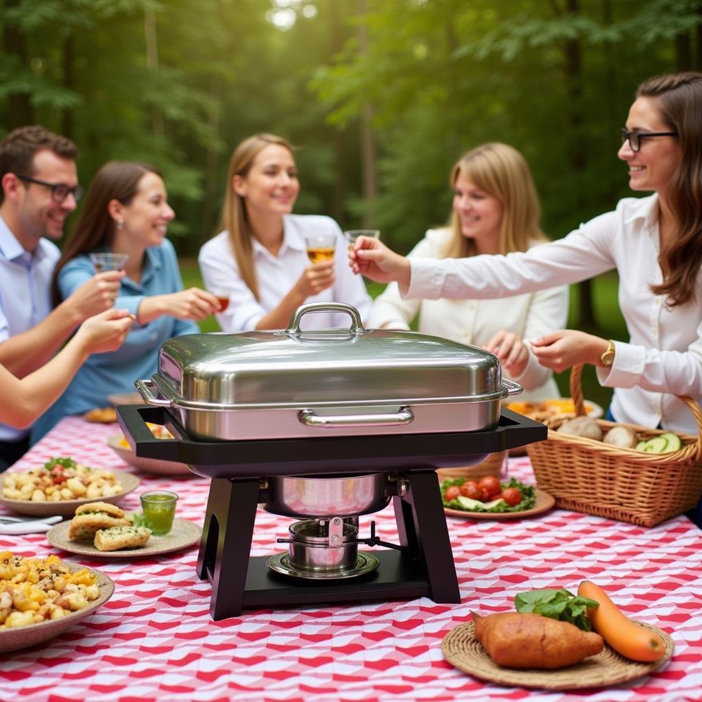 Chafing Dish Food Warmer at Outdoor Picnic