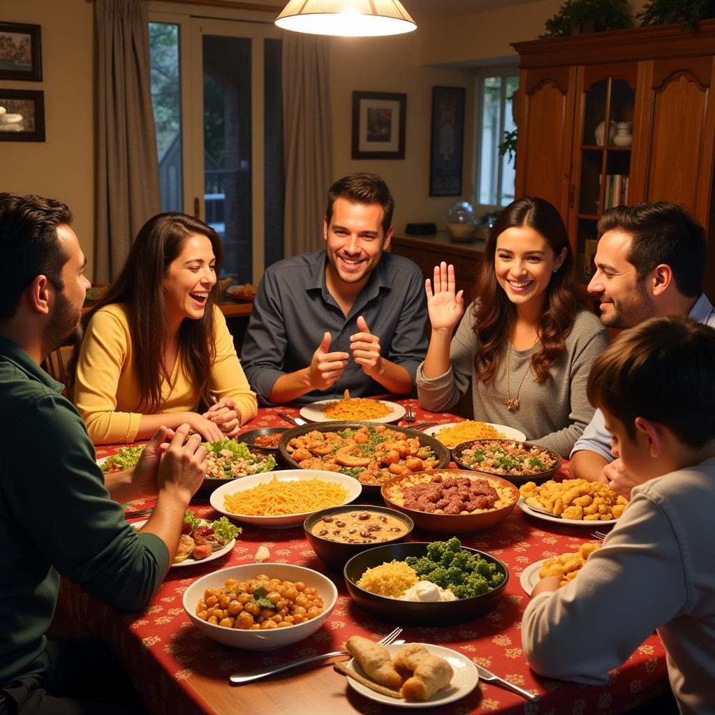 Chaldean Family Sharing a Meal