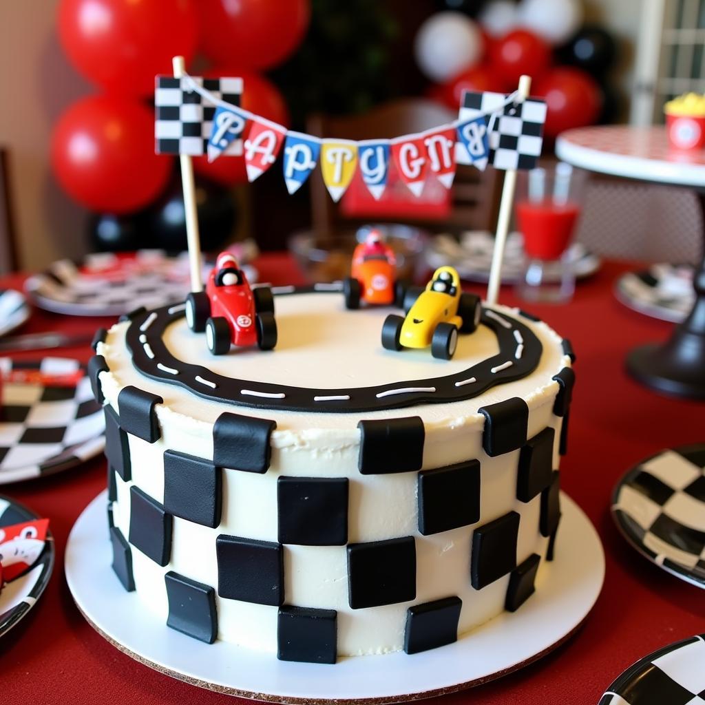 Checkered Flag Cake for a Race Car Birthday Party