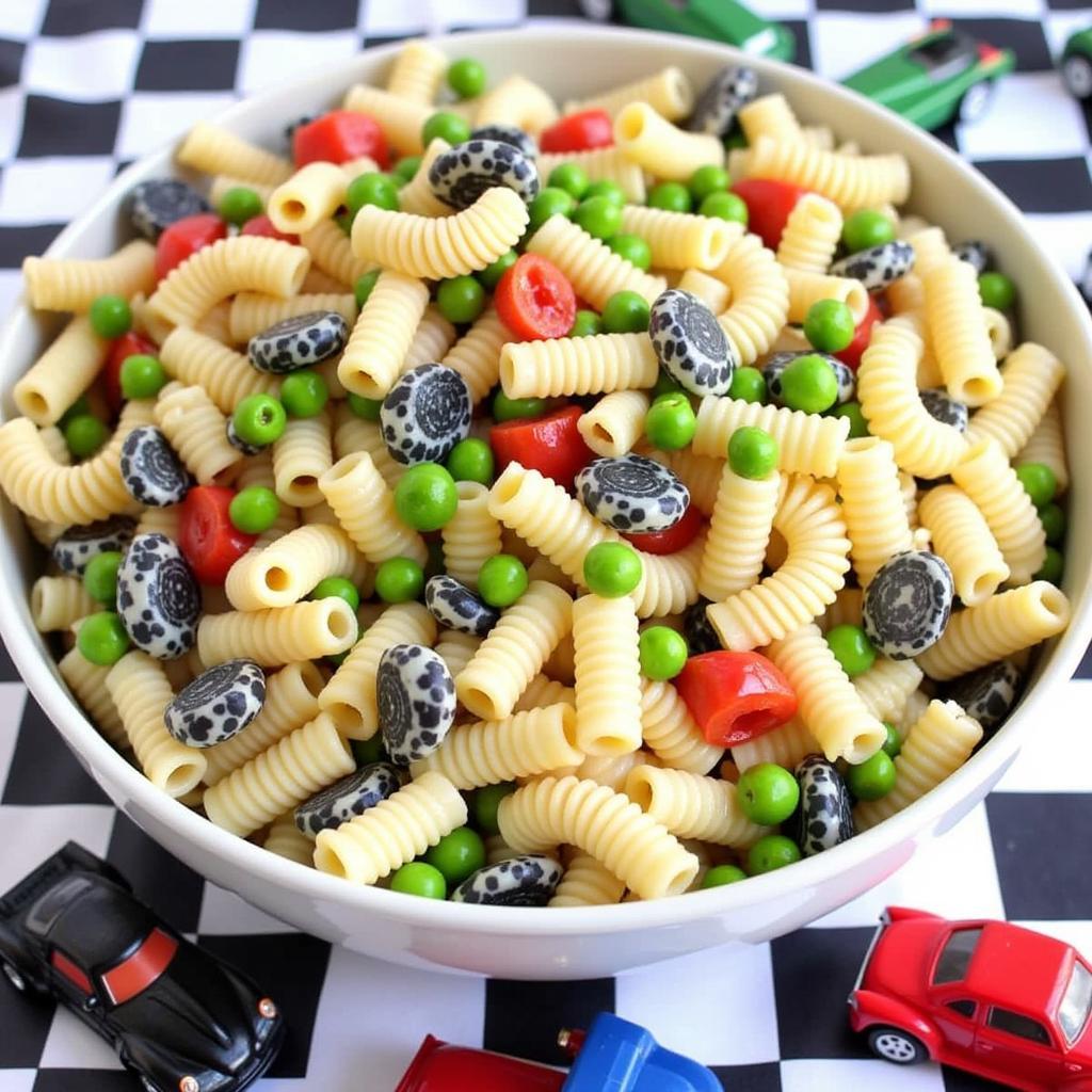 Checkered Flag Pasta Salad for Race Car Party