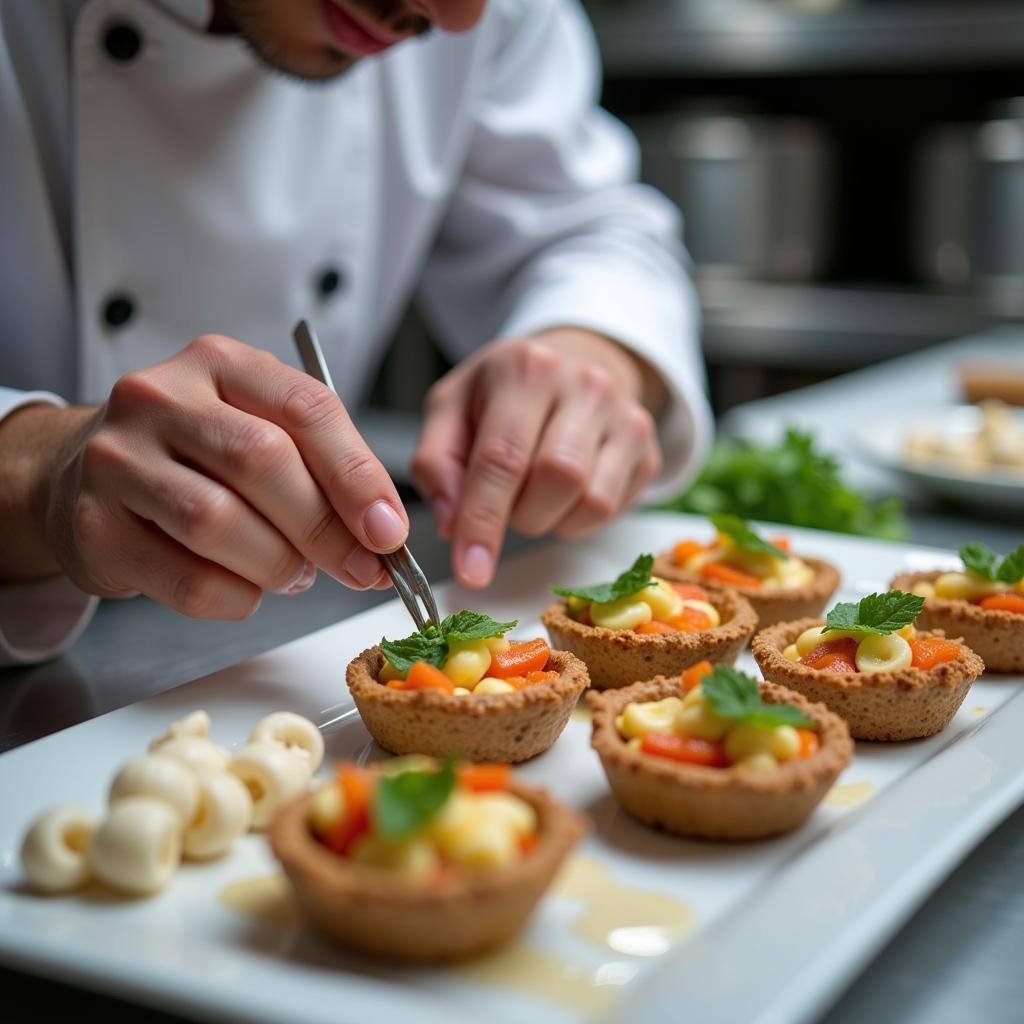 Chef Preparing Trial Food Samples in a Professional Kitchen