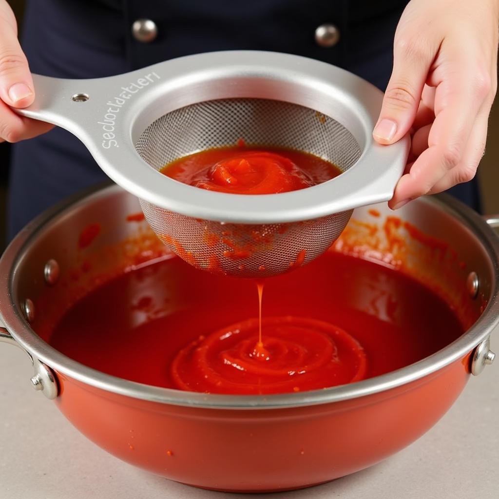 Chef Using Sauce Master Food Strainer