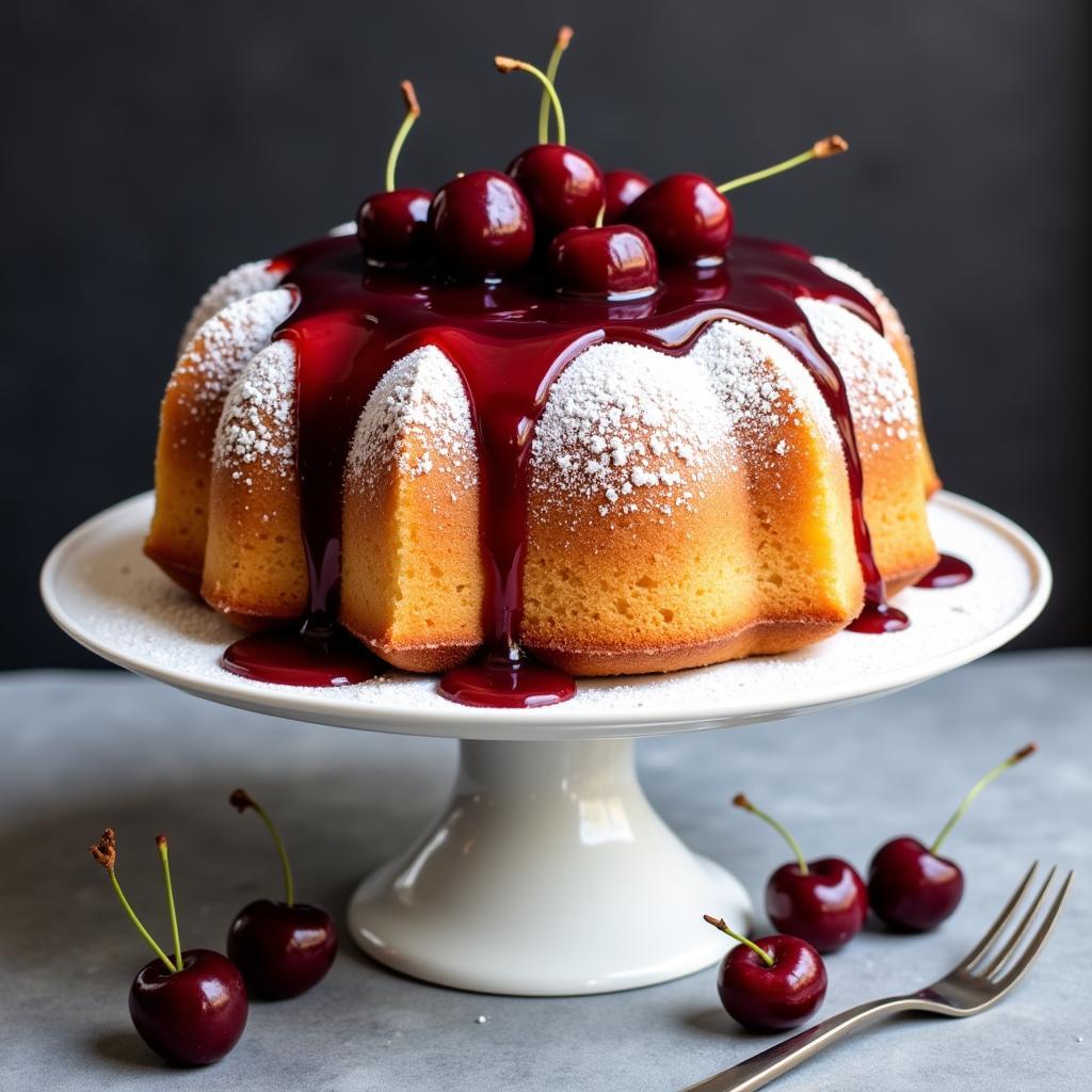 Decorated Cherry Angel Food Cake